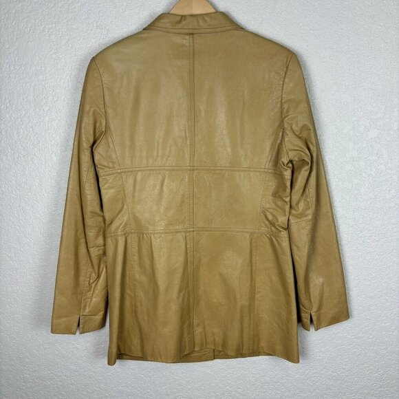 VINTAGE EXPRESS Leather Jacket Tan Womens 9/10‎ Weathered Western Boho Festival - Picture 6 of 11